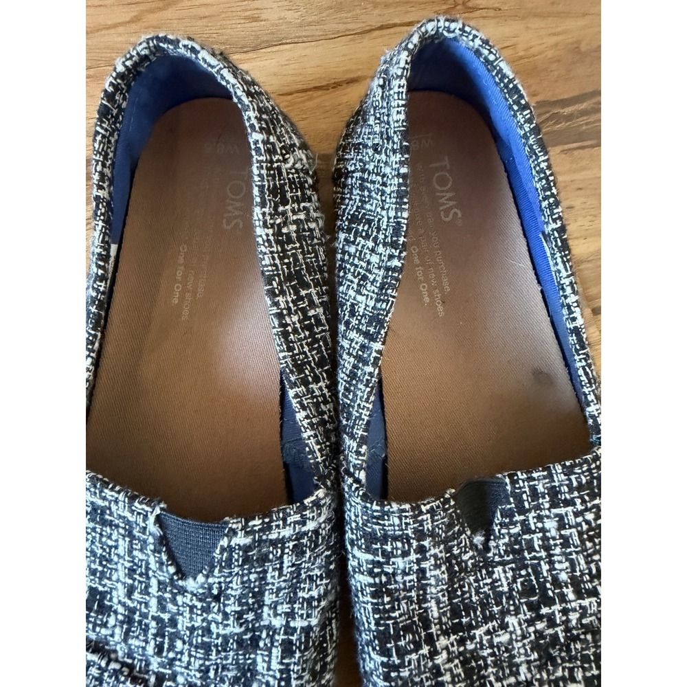 TOMS Alpargata Black & White Tweed Slip-On Flats |‎ Women's Size 8.5 - Picture 3 of 5